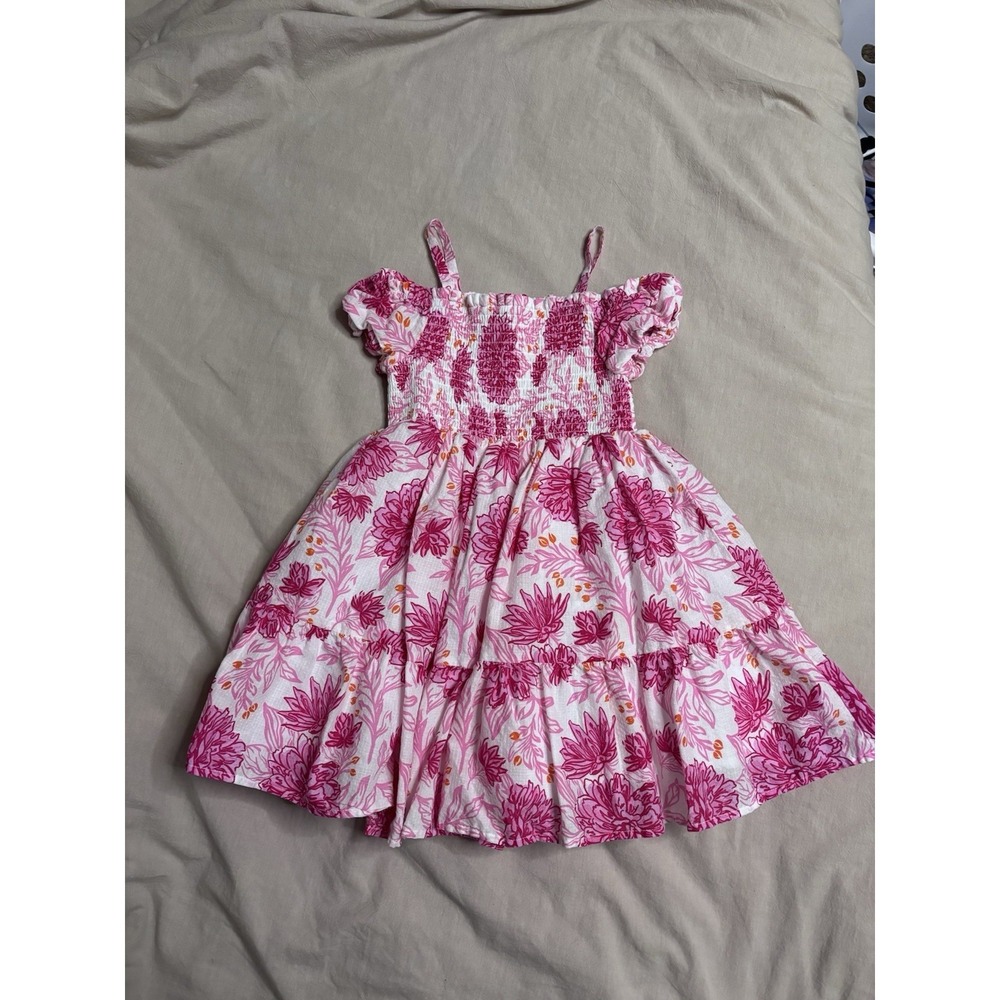 Joie Girls Dress Size 5 Pink Floral‎ Smocked Fancy Dress Party Birthday Dress